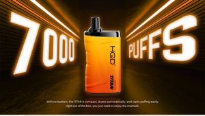 HQD Titan 7000 Puffs engångsenhet Vape Pen Starter Kits 650mAh Batteri 18,0 ml Kassett engångscigaretter 100%