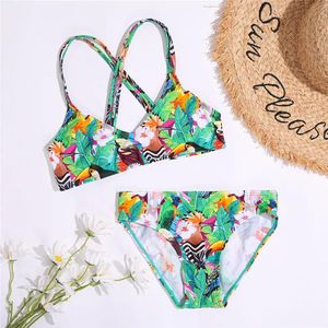 set Tropical Girl Bikini Set 716years Two Piece Children's Swimwear Cross Back Girl Swimsuit Kids 2022 Girls Bathing Suit Beachwear