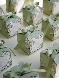 Confezione regalo Scatola foresta Matrimonio Baby Shower Sacchetti di caramelle Imballaggio Scatole di zucchero di carta Forniture per feste all'ingrosso