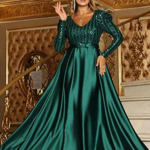 Casual Dresses 2023 Women's Dress V Neck Long Sleeve Wedding Prom Party Elegant Vintage Femme Vestidos Train Banquet Evening