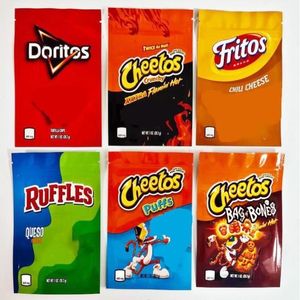 Em estoque 600mg Doritos chips mylar sacos lanche cheetos puffs saco de embalagem crocante 1OZ Fritos babados vazio à prova de cheiro bolsa com zíper edi Nuen