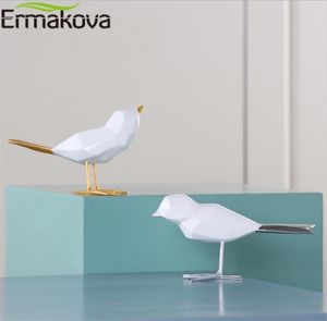 Ermakova moderno bonito resina pássaro estatueta ornamentos europeus geométrico origami estátua animal decoração de escritório em casa presente q11284119320