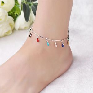 Ankletter 925 Sterling Silver Anklet Fina smycken Enkla vattendroppar Fotkedja för kvinnor Girl S925 Ankelbenarmband