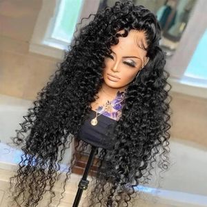 Perucas nova brasilain onda profunda peruca frontal do laço 360 perucas de cabelo humano encaracolado para preto feminino preto/marrom/loiro/borgonha água vermelha wa