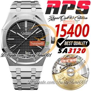 APSF V3 15400 SA3120 Automatic Mens Watch 41mm Black Textured Dial Stick Markers Stainless Steel Bracelet Super Edition trustytime001 Ultra-thin Wristwatches