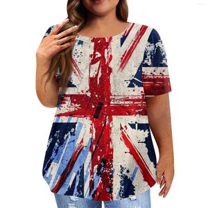 Women's T Shirts Independence Day Flag Print Top Summer Short Sleeve Women T-Shirts Fourth Of July Female Tunic Memorial Tee