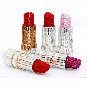 Rote Lippenstift-Clutch-Geldbörse für Damen, Kristall-Fashon-Neuheit, weibliche Abendtaschen, Party-Dinner-Handtaschen und Gelee-Geldbörsen 231226