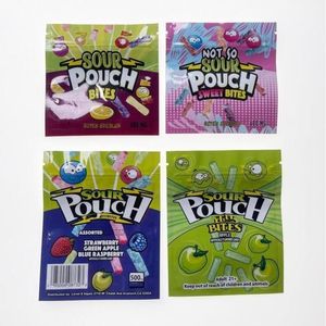 Sour Pouch Candy Plastic Påsar 600 mg Olika storlek 3 Sidförsegling Gummies Edible Packaging BWCSE AXTCJ