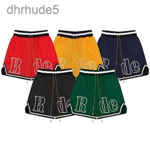 Rhude Designers Nylon Bordado Shorts Mens Malha Respirável Solto Moda Verão Praia Calças Multi-cor Opcional Alta Qualidade Atacado G486