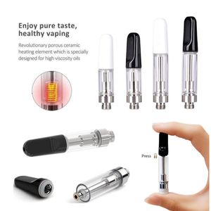 Ultra-Low Fiyat ABD Deposu 1.0ml 0.5ml Atomizerler Seramik Bobin Vape Kartuşları Boş Tank 510 İplik Kalın Yağ Kartuşu Cam Tank Vape Pen Cannada De OEM Buharlaştırıcı