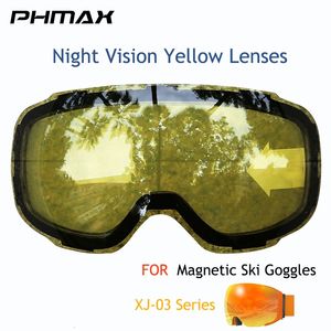 PHMAX Magnetic Ski Goggles Lens Night Vision Yellow Lens Anti-Fog UV400 Quick Replacement Goggle Lens Suitable for XJ-03 231227