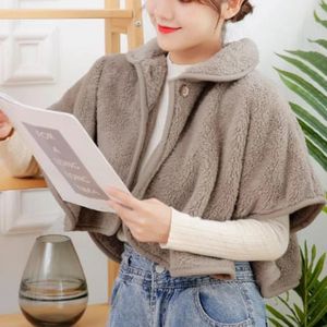 Women Cape Shawl Autumn Winter Loungewear Ladies Elegant Pluf Fluffy Thicked Warm Overcoat Scarf Grey Cloaks Tops 231226