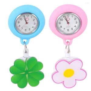 Pocket Watches 2 PCS Table Stretching Watch Nurses Digital Clip-On Pin