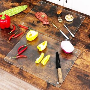 Plexiglass Glass Acrylic Anti slip Transparent Cutting Board Food Chopping For Kitchen Counter Countertop Protector 231226