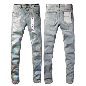 Designer jeans retro stil lila jeans för män byxor lyxbyxor design punk män denim kvinnor målar prickar lila märke jeans