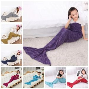 swaddling mermaid tail blanket編集大人の人魚かぎ針編み毛布漫画魚の尾寝袋手作り衣装ソファエアコン