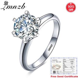 Med en förlust med certifikat Original 18K White Gold Luxury 2 0ct Lab Diamond Wedding Band Women Silver 925 Ring LR168261X