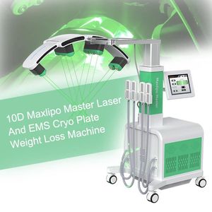 10d Cold Laser Ems Muscle Training /Cryo Pads Body Shape Fat Loss Machine 532nm Red Green Laser Therapy Emerald Laser Slimming Machine