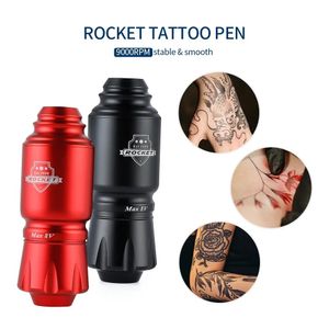 Máquina 9000rpm mini caneta de tatuagem rocket, conector rca, cartucho de caneta de tatuagem rotativa curta, hine, tatuagem corporal profissional, maquiagem permanente