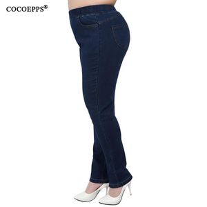 Jeans 2019 jeans con fascia elastica a vita alta per donna pantaloni invernali di grandi dimensioni Pantaloni skinny femminili Demin Feminino Pantaloni classici casual 9XL