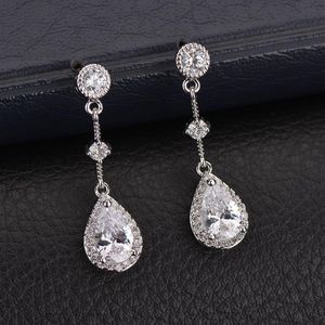 2 colors nickel rose gold color plating cubic zircon tassel drop earrings for women bohemian wedding party accessories2282