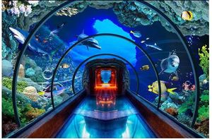 Wallpapers Custom Any Size Mural Wallpaper Underwater World Aquarium 3D Background Wall Painting Wallpaper Mural Painting For Living Room