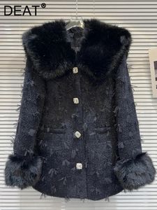Deat Moda Trendy Mulher S Pluxh Spliced ​​Plush Down Down Collar Faux Fur Coat 2023 Winter Slave Long Slave feminino 11xx7924 231227