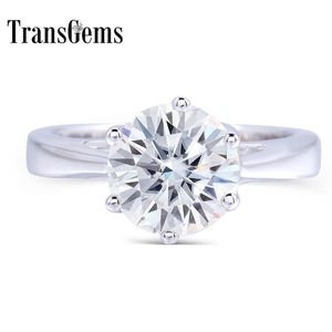 Transgems 2 CT CT 8mm Engagement Wedding Moissanite Ring Lab Grown Diamond Ring för kvinnor i 925 Sterling Silver för kvinnor Y200270U