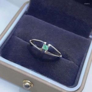 Кластерные кольца Yulem Natural Emerald 3 3 мм круглой формы простой дизайн стерлинговой серебро 925 для ежедневного износа