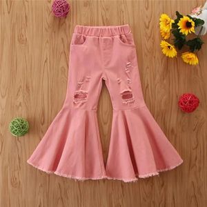 Jeans Jeans Girls Autumn Children's Pants Tide In The Small Children Broken Hole Bell Bottoms Multicolor Wholesale