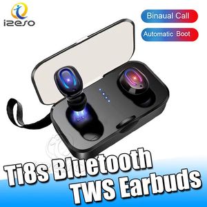 Hörlurar TI8S TWS Earuds Bluetooth 5.0 Handsfree True Wireless Stereo Headphone Gaming Sports Designer Mini Headset med 400mAh Charger B