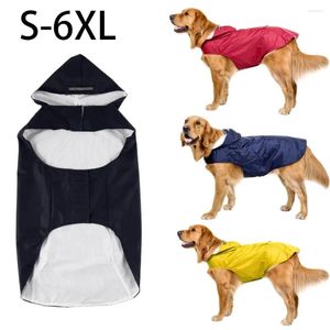 Cão vestuário capa de chuva impermeável jaqueta com capuz poncho com listra reflexiva ao ar livre ajustável segurança confortável cães pet rainwear