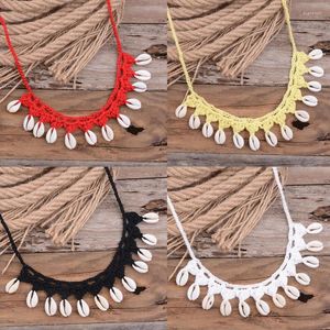 Choker Bohemiska skal halsband för kvinnor handgjorda vävda repkedjor halsband sommarstrand pärlor smycken gåvor