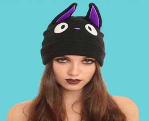 Cartoon Cute Anime Kiki039s Service Cat Jiji Black Cat Beanie zima ciepłe wełniane mieszanki wełny miękkie ciepłe kapelusz czapki 33322688