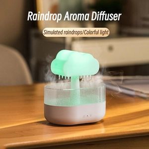 Mushroom Rain Air Humidifier Electric Aroma Diffuser Rain Cloud Smell Distributor Relax Water Drops Sounds Colorful Night Lights 231226