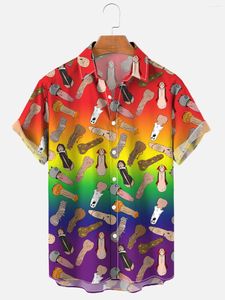 メンズカジュアルシャツLGBT面白いハッピーハロウィーンプライドアートプリントシャツ