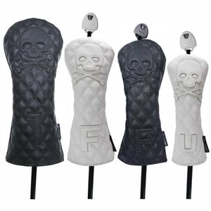 Produkter Övriga golfprodukter Golf Headcover Skull Driver Fairway Hybird Wood Head Cover Set Pu Leather Waterproof Moft Drable Golf Woods C