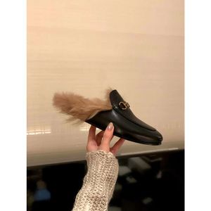 Designer shoes High Lamb Horseship Buckle Half Tug Muller Shoes Wool Slippers for Women's Outwear Furry slipper GM6El