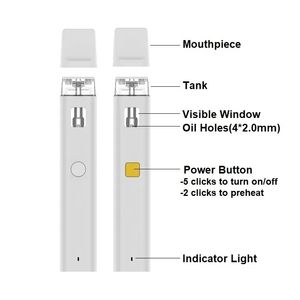 USA Wharehouse Dispositivo a penna a vaporizzazione usa e getta vuota 1 ml 2 ml d8 d10 baccello vaporizzatore a olio spesso con bobina ceramica vuoto 510 cartuccia vasi visivo atomizzatori preriscaldanti