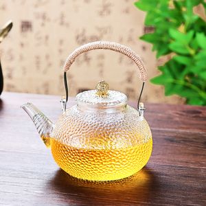 Bicchieri Set da tè in vetro con filtro in acciaio inossidabile, teiera in vetro Hammer, con separazione del tè