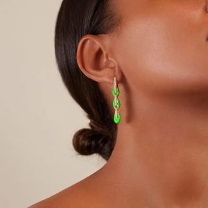Gold Metal Fashion European Women Jewelry Black Selling Bright Colorful Neon Enamel Dangle Drop Earring 231227