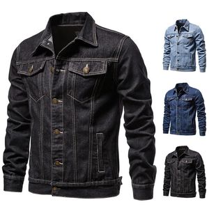 Yüksek kaliteli Pamuk Siyah Denim Ceket Erkekler Toptan Moda Kore Mavi Jean Chaqueta Vaquera Para Hombre 231227