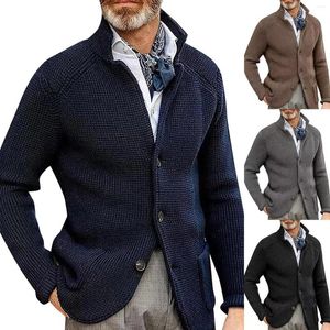Trench da uomo Giacca da abito casual per uomo Colletto alla coreana Cappotto di lana Maglione addensato con ago spesso
