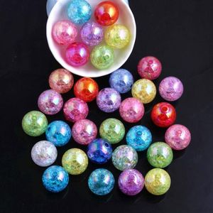 Oykza Fashion Jewelry Acrylic Round Crackle AB Beads for Chunky Necklace DIY作成10mm 12mm 16mm 20mm T200323281x