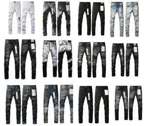 Byxor Nytt ljusblå italiensk designer Herrlila varumärke Kvinnor Pants Streetwear Brodery Slim Straight Biker Jeans D2 Toppkvalitet