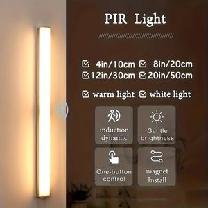 4Ft Motion Sensor Light, Indoor USB Rechargeable Wireless Stick-on Night Light Bar For Kitchen, Wardrobe, Garage, Stairs, Bedroom, Christmas, Thanksgiving Day decor.