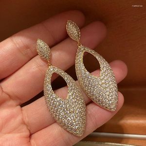 Dangle Earrings Geometric Water Drop Sweet Temperament Long Tassel Zircon Jewelry Fashion For Women Vintage Korean Hollow Wedding