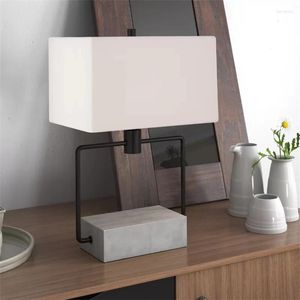 Table Lamps Custom Gray Square European Wood Cloth Loft Retro Bedroom Bedside Living Room Desk Light Lighting