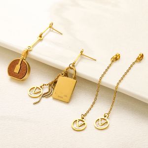 Marca de luxo designers letras brincos longos simples 18k banhado a ouro aço inoxidável 925 prata geométrica famosa mulheres borla brinco festa de casamento jewerlry