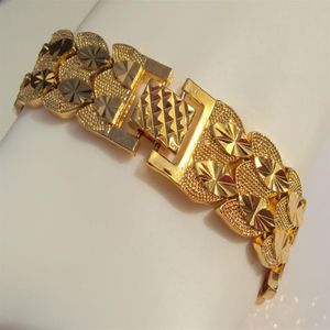 Eternal Classics Herrenarmband Armreif Twin Wide Link 18K THAI BAHT YELLOW SOLID FINE G F GOLD276T